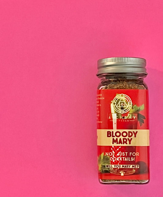 A jar of Alchemy Kitchen Bloody Mary spice mix