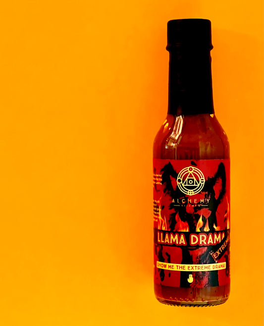 Bottle of Alchemy Kitchen Llama Drama Extreme hot sauce