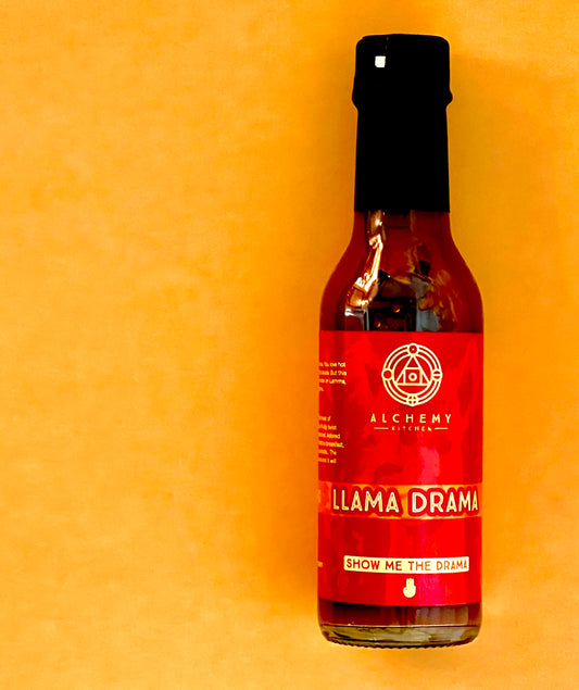 Bottle of Alchemy Kitchen Llama Drama hot sauce